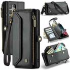 For Samsung Galaxy S22 Ultra 5G CaseMe C36 Card Slots Zipper Wallet RFID Anti-theft Leather Phone Case(Black) - 1