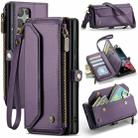 For Samsung Galaxy S22 Ultra 5G CaseMe C36 Card Slots Zipper Wallet RFID Anti-theft Leather Phone Case(Purple) - 1