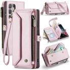 For Samsung Galaxy S22 Ultra 5G CaseMe C36 Card Slots Zipper Wallet RFID Anti-theft Leather Phone Case(Pink) - 1