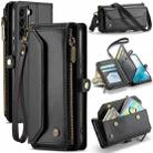 For Samsung Galaxy S22 5G CaseMe C36 Card Slots Zipper Wallet RFID Anti-theft Leather Phone Case(Black) - 1