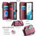 For Samsung Galaxy S22 5G CaseMe C36 Card Slots Zipper Wallet RFID Anti-theft Leather Phone Case(Wine Red) - 3