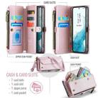For Samsung Galaxy S22 5G CaseMe C36 Card Slots Zipper Wallet RFID Anti-theft Leather Phone Case(Pink) - 3