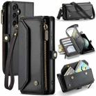 For Samsung Galaxy S23 FE 5G CaseMe C36 Card Slots Zipper Wallet RFID Anti-theft Leather Phone Case(Black) - 1