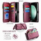 For Samsung Galaxy S23 FE 5G CaseMe C36 Card Slots Zipper Wallet RFID Anti-theft Leather Phone Case(Wine Red) - 3