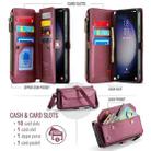 For Samsung Galaxy S23+ 5G CaseMe C36 Card Slots Zipper Wallet RFID Anti-theft Leather Phone Case(Wine Red) - 3