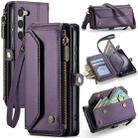 For Samsung Galaxy S23 5G CaseMe C36 Card Slots Zipper Wallet RFID Anti-theft Leather Phone Case(Purple) - 1