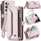 For Samsung Galaxy S23 5G CaseMe C36 Card Slots Zipper Wallet RFID Anti-theft Leather Phone Case(Pink) - 1