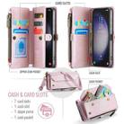 For Samsung Galaxy S23 5G CaseMe C36 Card Slots Zipper Wallet RFID Anti-theft Leather Phone Case(Pink) - 3