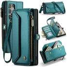 For Samsung Galaxy S24 Ultra 5G CaseMe C36 Card Slots Zipper Wallet RFID Anti-theft Leather Phone Case(Blue-green) - 1