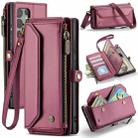 For Samsung Galaxy S24 Ultra 5G CaseMe C36 Card Slots Zipper Wallet RFID Anti-theft Leather Phone Case(Wine Red) - 1