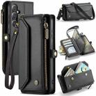 For Samsung Galaxy S24 5G CaseMe C36 Card Slots Zipper Wallet RFID Anti-theft Leather Phone Case(Black) - 1