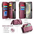 For Samsung Galaxy S24 5G CaseMe C36 Card Slots Zipper Wallet RFID Anti-theft Leather Phone Case(Wine Red) - 3