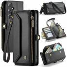 For Samsung Galaxy S24+ 5G CaseMe C36 Card Slots Zipper Wallet RFID Anti-theft Leather Phone Case(Black) - 1