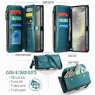 For Samsung Galaxy S24+ 5G CaseMe C36 Card Slots Zipper Wallet RFID Anti-theft Leather Phone Case(Blue-green) - 3