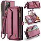 For Samsung Galaxy Note20 Ultra CaseMe C36 Card Slots Zipper Wallet RFID Anti-theft Leather Phone Case(Wine Red) - 1