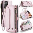 For Samsung Galaxy Note20 Ultra CaseMe C36 Card Slots Zipper Wallet RFID Anti-theft Leather Phone Case(Pink) - 1