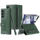 For Samsung Galaxy Z Fold7 5G GKK Integrated Armor Flip Leather Case with Pen Slot, Stylus Not Included(Green) - 1