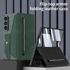 For Samsung Galaxy Z Fold7 5G GKK Integrated Armor Flip Leather Case with Pen Slot, Stylus Not Included(Green) - 2