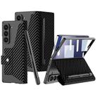For Samsung Galaxy Z Fold7 5G GKK Integrated Armor Flip Leather Case with Pen Slot, Stylus Not Included(Carbon Fiber Texture) - 1