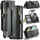 For Samsung Galaxy Z Fold3 CaseMe C36 Card Slots Zipper Wallet RFID Anti-theft Leather Phone Case(Black) - 1