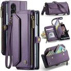 For Samsung Galaxy Z Fold3 CaseMe C36 Card Slots Zipper Wallet RFID Anti-theft Leather Phone Case(Purple) - 1