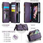 For Samsung Galaxy Z Fold3 CaseMe C36 Card Slots Zipper Wallet RFID Anti-theft Leather Phone Case(Purple) - 3