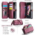For Samsung Galaxy Z Fold3 CaseMe C36 Card Slots Zipper Wallet RFID Anti-theft Leather Phone Case(Wine Red) - 3