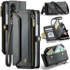 For Samsung Galaxy Z Fold4 CaseMe C36 Card Slots Zipper Wallet RFID Anti-theft Leather Phone Case(Black) - 1