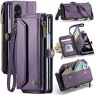 For Samsung Galaxy Z Fold4 CaseMe C36 Card Slots Zipper Wallet RFID Anti-theft Leather Phone Case(Purple) - 1