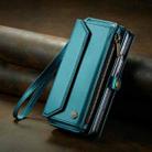 For Samsung Galaxy Z Fold4 CaseMe C36 Card Slots Zipper Wallet RFID Anti-theft Leather Phone Case(Blue-green) - 2