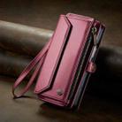 For Samsung Galaxy Z Fold4 CaseMe C36 Card Slots Zipper Wallet RFID Anti-theft Leather Phone Case(Wine Red) - 2