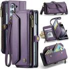 For Samsung Galaxy Z Fold5 CaseMe C36 Card Slots Zipper Wallet RFID Anti-theft Leather Phone Case(Purple) - 1