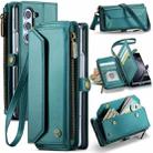 For Samsung Galaxy Z Fold5 CaseMe C36 Card Slots Zipper Wallet RFID Anti-theft Leather Phone Case(Blue-green) - 1