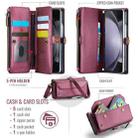 For Samsung Galaxy Z Fold5 CaseMe C36 Card Slots Zipper Wallet RFID Anti-theft Leather Phone Case(Wine Red) - 3