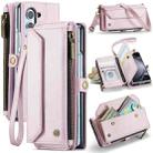 For Samsung Galaxy Z Fold5 CaseMe C36 Card Slots Zipper Wallet RFID Anti-theft Leather Phone Case(Pink) - 1