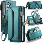 For Samsung Galaxy Z Fold6 5G CaseMe C36 Card Slots Zipper Wallet RFID Anti-theft Leather Phone Case(Blue-green) - 1