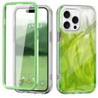 For iPhone 15 Pro Max IMD Gradient Feather PC Hybrid TPU Phone Case(Green) - 1