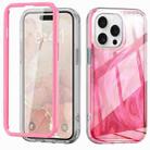 For iPhone 15 Pro IMD Gradient Feather PC + TPU Phone Case(Rose Red) - 1