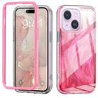 For iPhone 15 Plus IMD Gradient Feather PC + TPU Phone Case(Rose Red) - 1