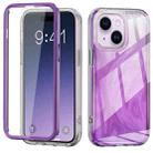 For iPhone 15 IMD Gradient Feather PC Hybrid TPU Phone Case(Purple) - 1