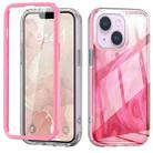 For iPhone 14 Plus IMD Gradient Feather PC + TPU Phone Case(Rose Red) - 1