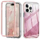 For iPhone 14 Pro Max IMD Gradient Feather PC + TPU Phone Case(Light Pink) - 1
