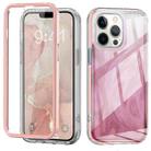 For iPhone 13 Pro Max IMD Gradient Feather PC + TPU Phone Case(Light Pink) - 1