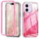 For iPhone 12 IMD Gradient Feather PC Hybrid TPU Phone Case(Rose Red) - 1