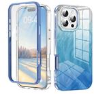 For iPhone 16 Pro Max IMD Gradient Feather PC Hybrid TPU Phone Case(Blue) - 1