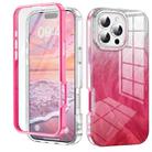 For iPhone 16 Pro Max IMD Gradient Feather PC Hybrid TPU Phone Case(Rose Red) - 1