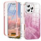 For iPhone 16 Pro Max IMD Gradient Feather PC Hybrid TPU Phone Case(Light Pink) - 1