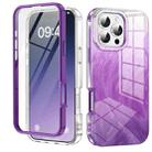 For iPhone 16 Pro Max IMD Gradient Feather PC Hybrid TPU Phone Case(Purple) - 1