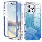 For iPhone 16 Pro IMD Gradient Feather PC Hybrid TPU Phone Case(Blue) - 1