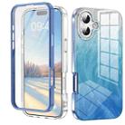 For iPhone 16 Plus IMD Gradient Feather PC Hybrid TPU Phone Case(Blue) - 1